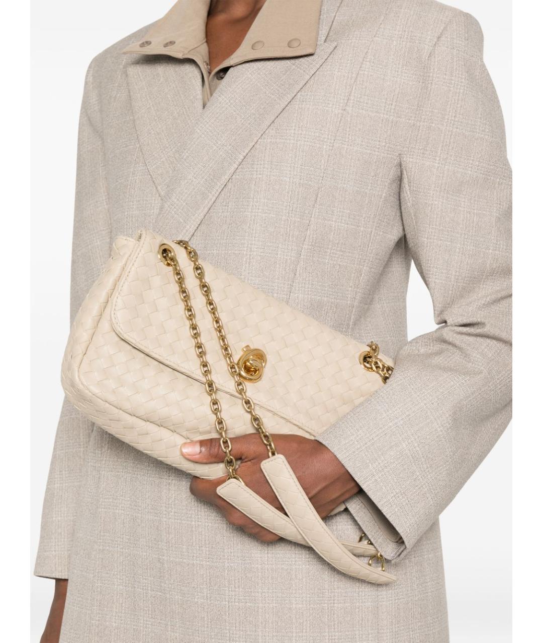 BOTTEGA VENETA Бежевая кожаная сумка через плечо, фото 5