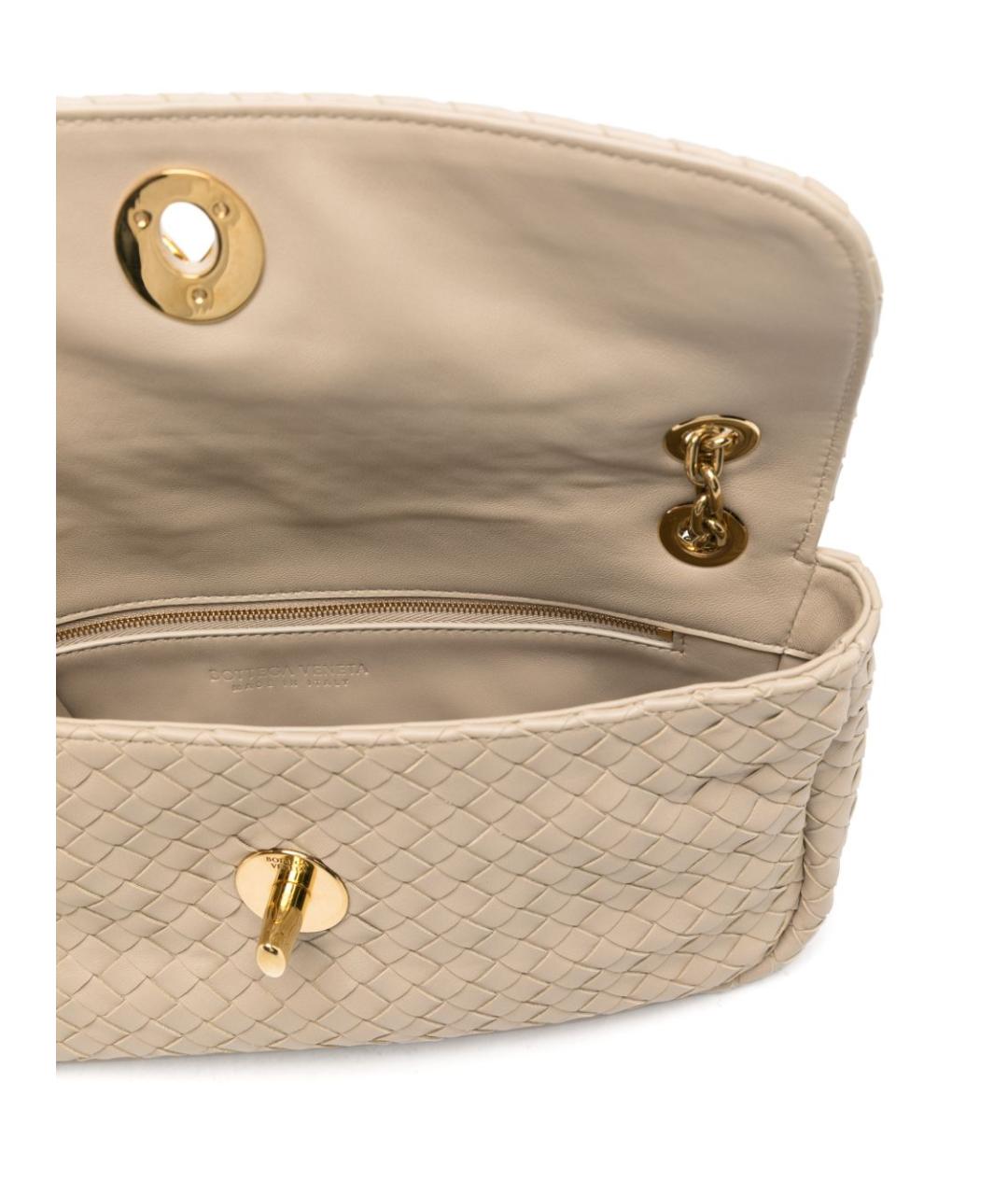 BOTTEGA VENETA Бежевая кожаная сумка через плечо, фото 4