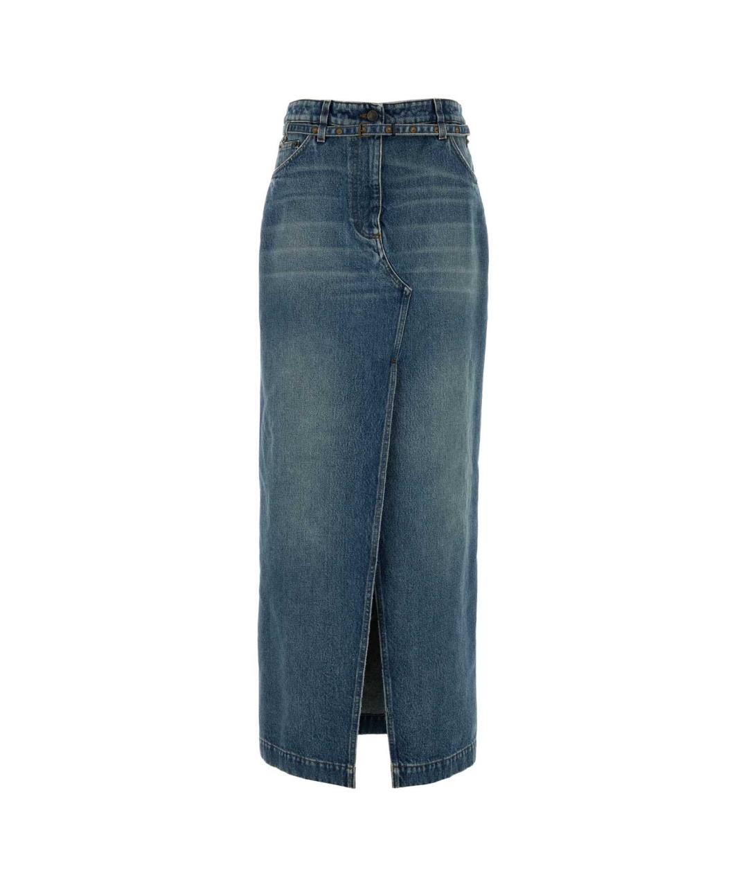 DRIES VAN NOTEN Голубая хлопковая юбка макси, фото 1