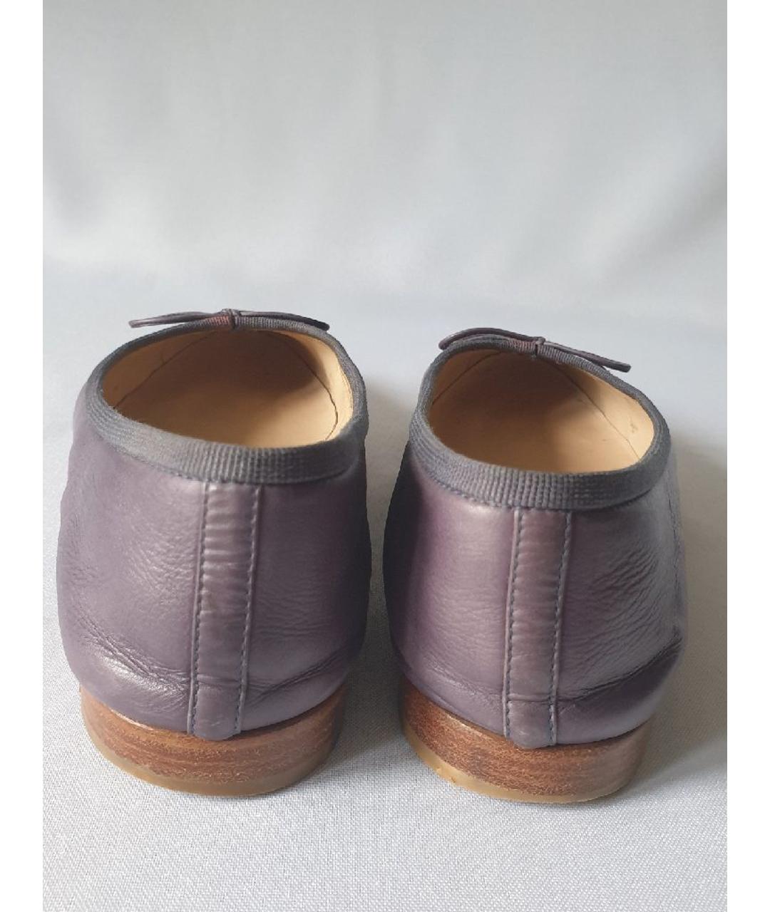 CHANEL PRE-OWNED Фиолетовые кожаные балетки, фото 4