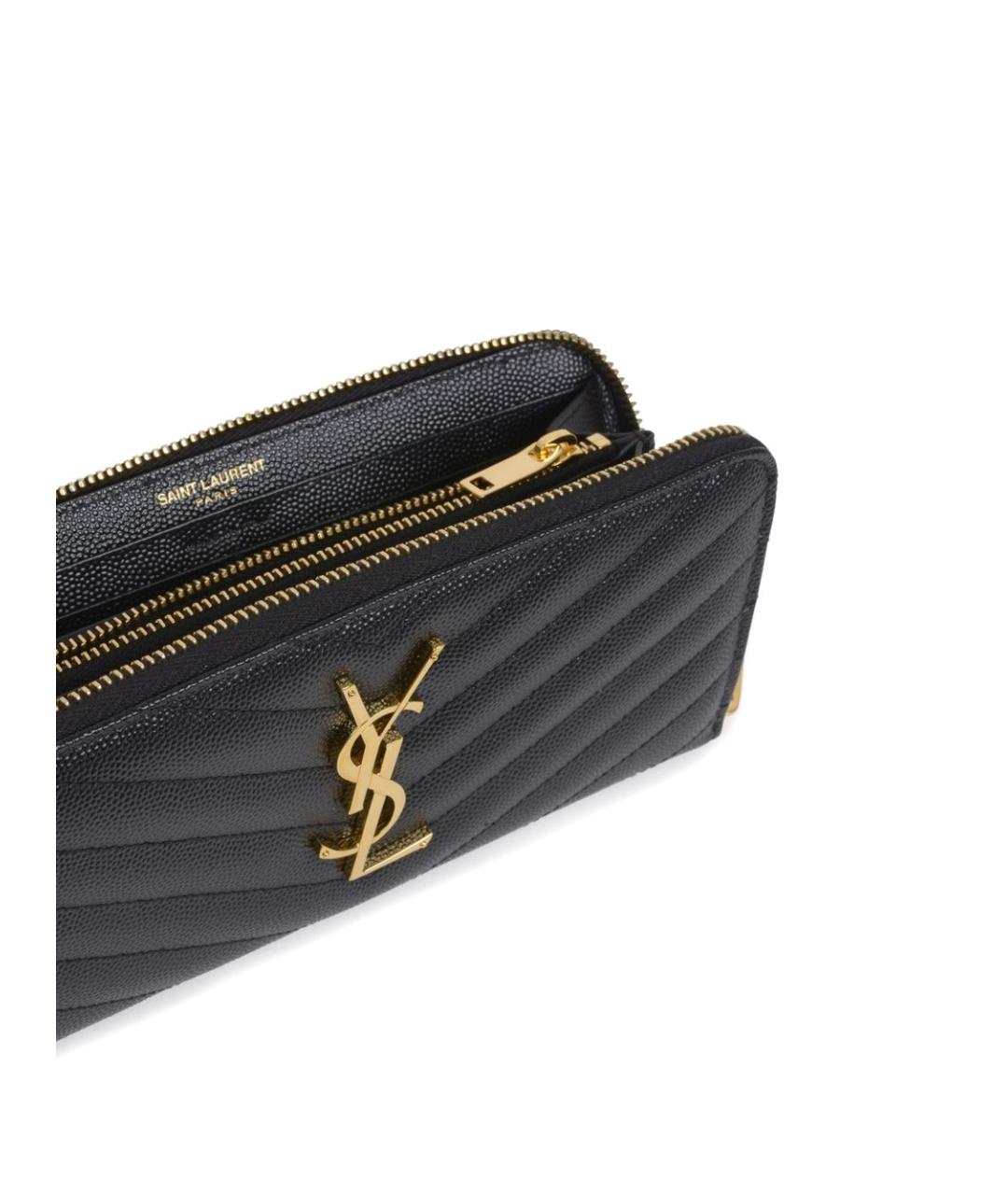 SAINT LAURENT Черный кожаный кошелек, фото 4