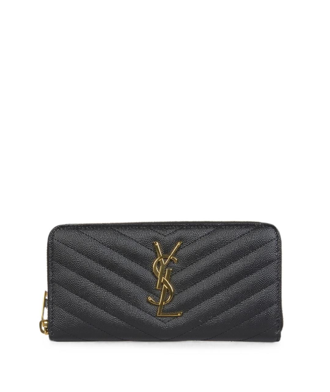 SAINT LAURENT Черный кожаный кошелек, фото 1