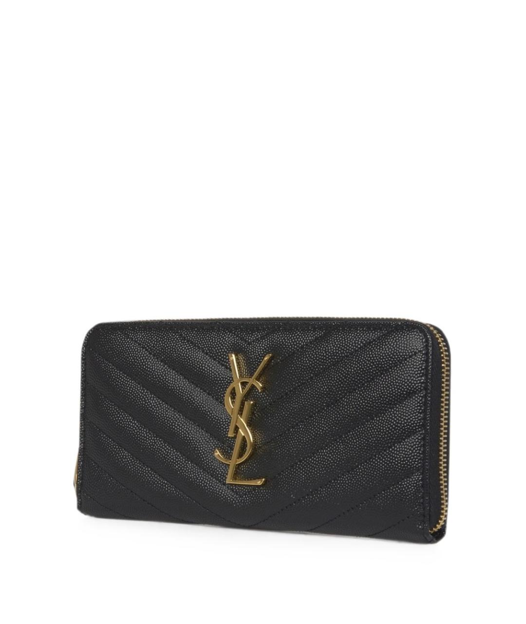 SAINT LAURENT Черный кожаный кошелек, фото 2