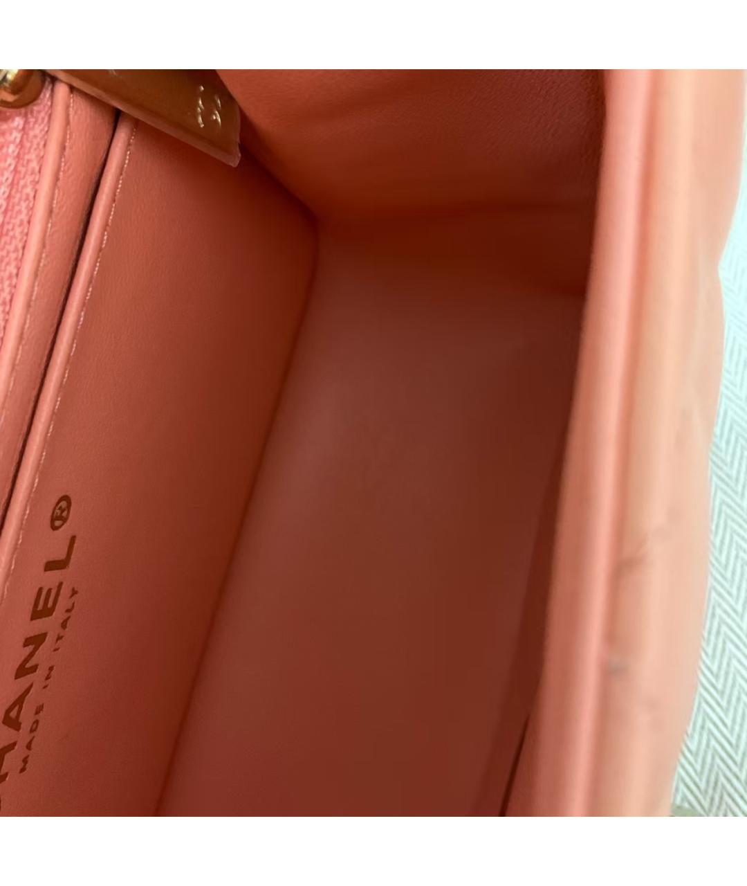 CHANEL Коралловая кожаная сумка через плечо, фото 5