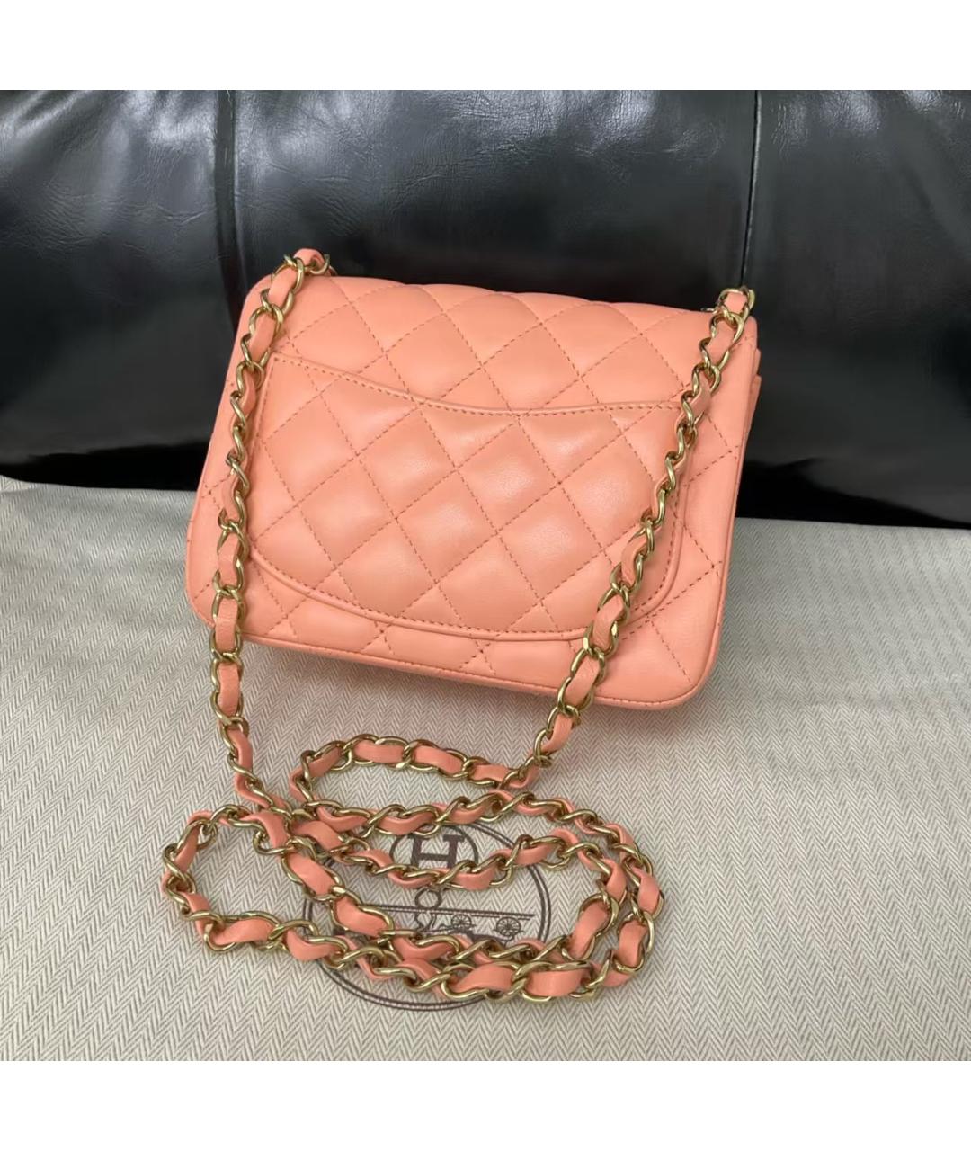 CHANEL Коралловая кожаная сумка через плечо, фото 2