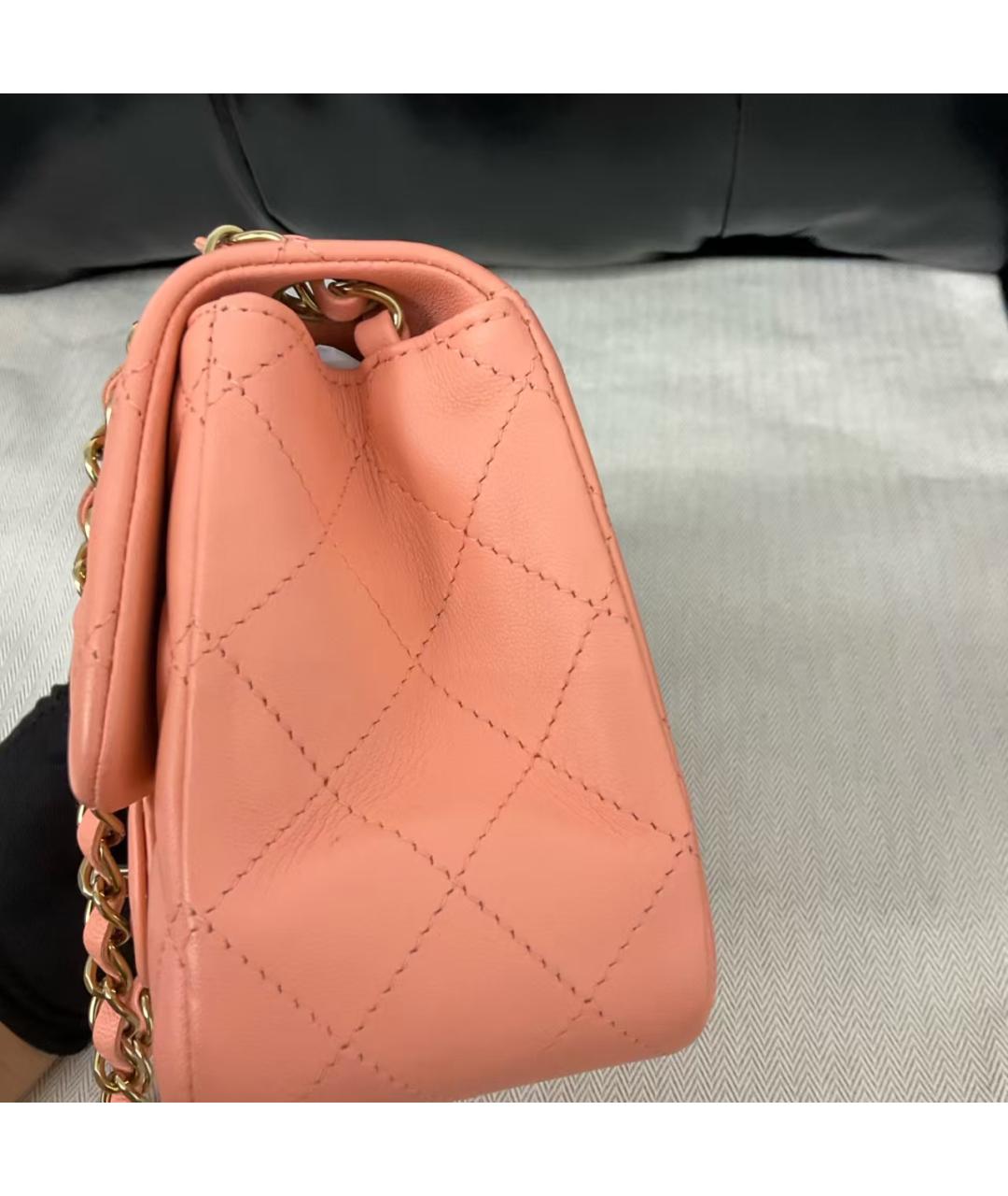 CHANEL Коралловая кожаная сумка через плечо, фото 4