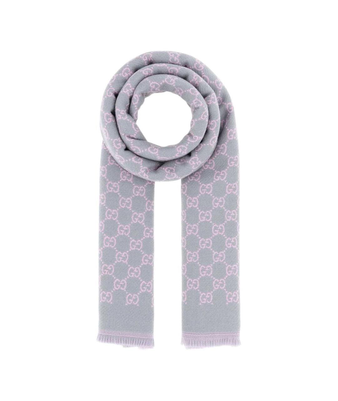 GUCCI Серый шерстяной шарф, фото 1