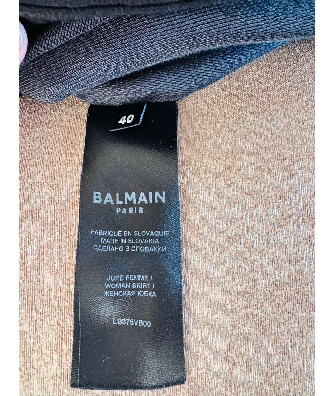 BALMAIN Черная вискозная юбка мини, фото 7