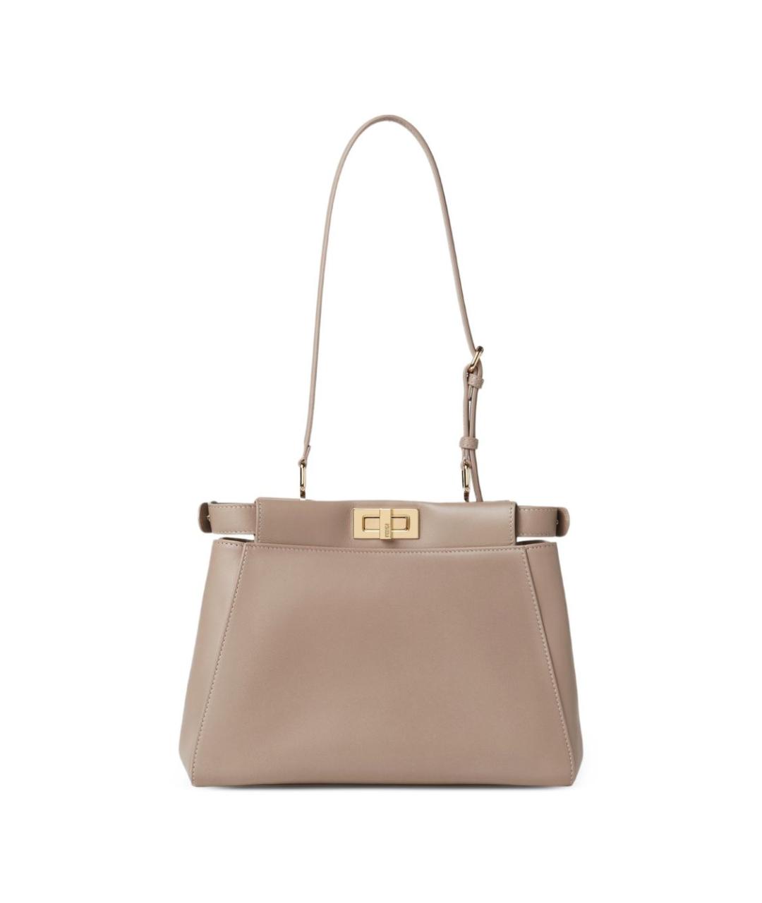 FENDI Бежевая кожаная сумка через плечо, фото 5