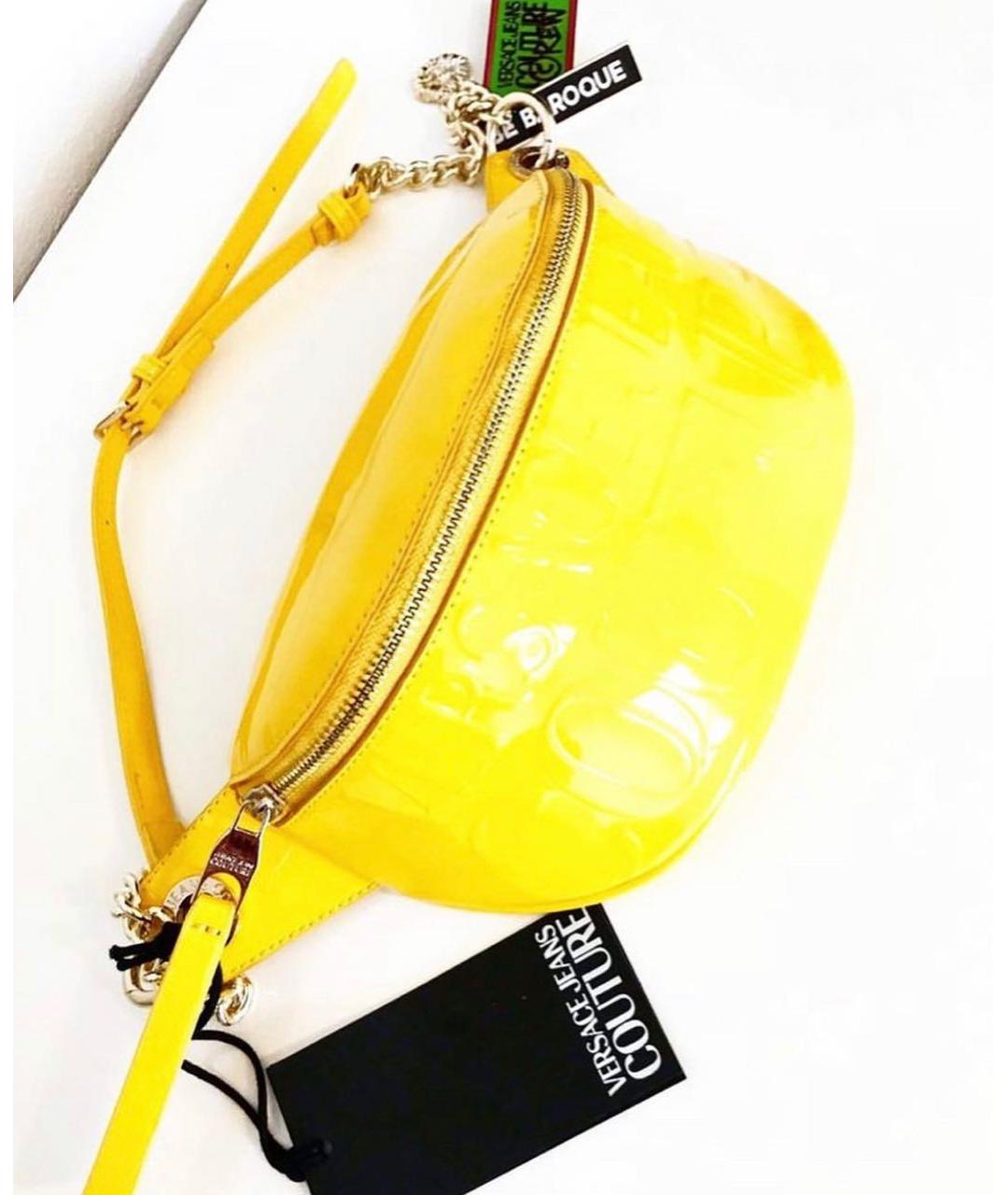VERSACE JEANS COUTURE Желтая поясная сумка из искусственной кожи, фото 8
