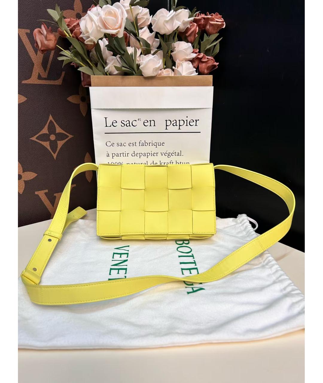 BOTTEGA VENETA Желтая кожаная сумка через плечо, фото 2