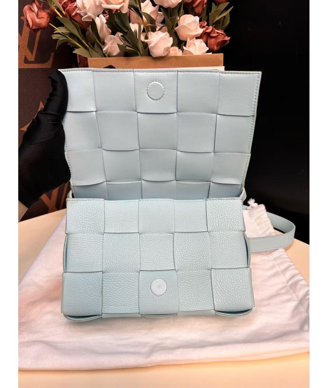 BOTTEGA VENETA Голубая кожаная сумка через плечо, фото 5