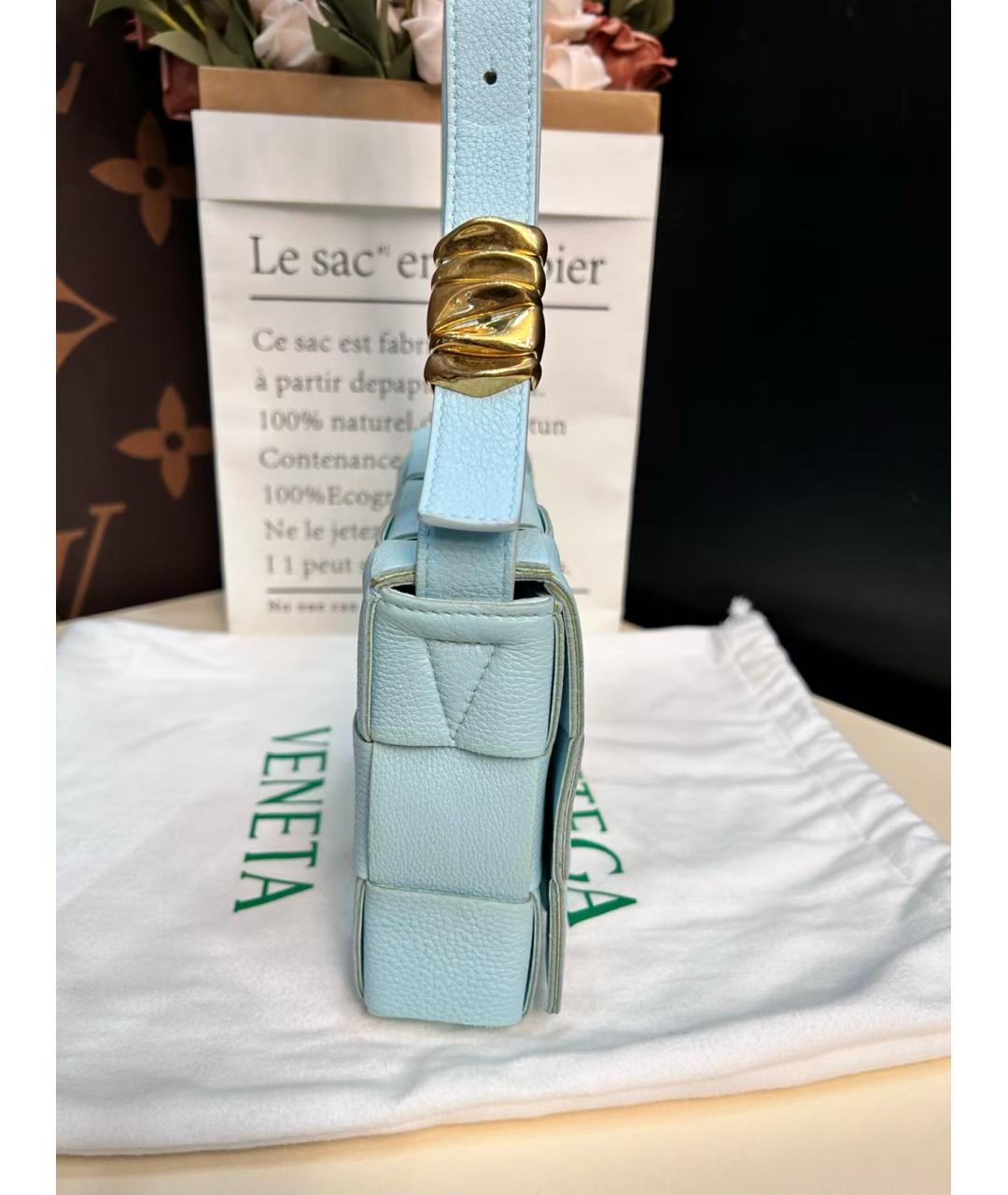 BOTTEGA VENETA Голубая кожаная сумка через плечо, фото 3