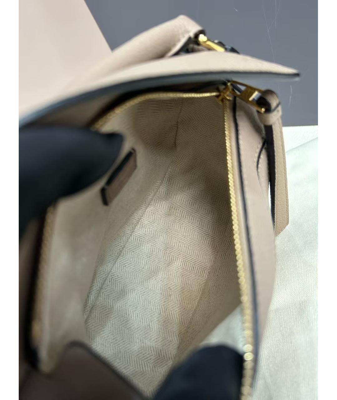 LOEWE Бежевая кожаная сумка через плечо, фото 4