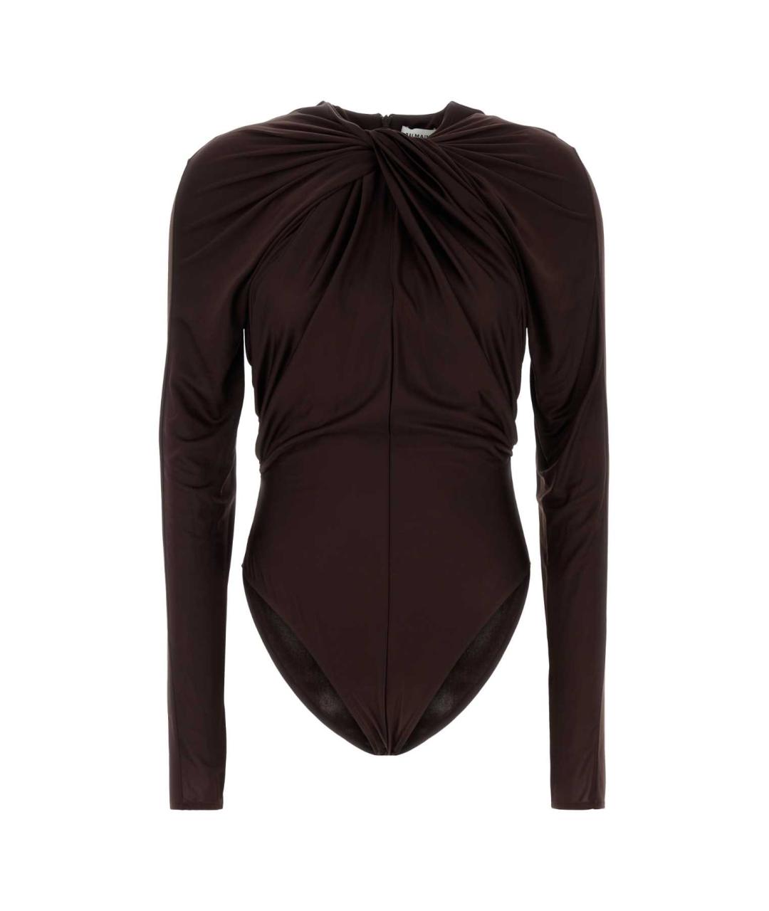 BALMAIN Коричневое вискозное боди, фото 1
