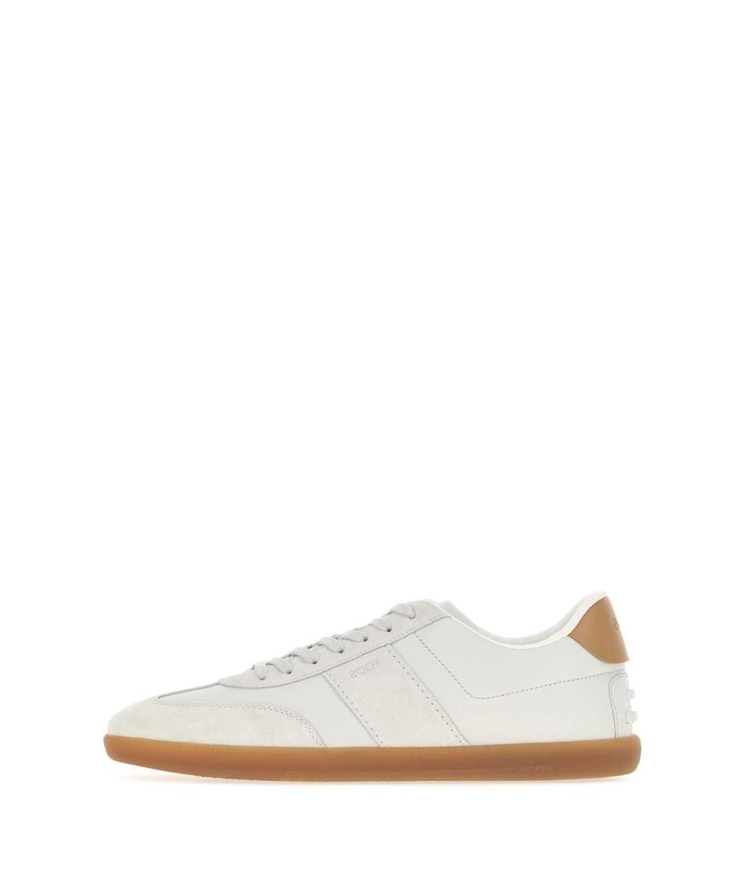 TOD'S Белые кожаные низкие кроссовки / кеды, фото 3