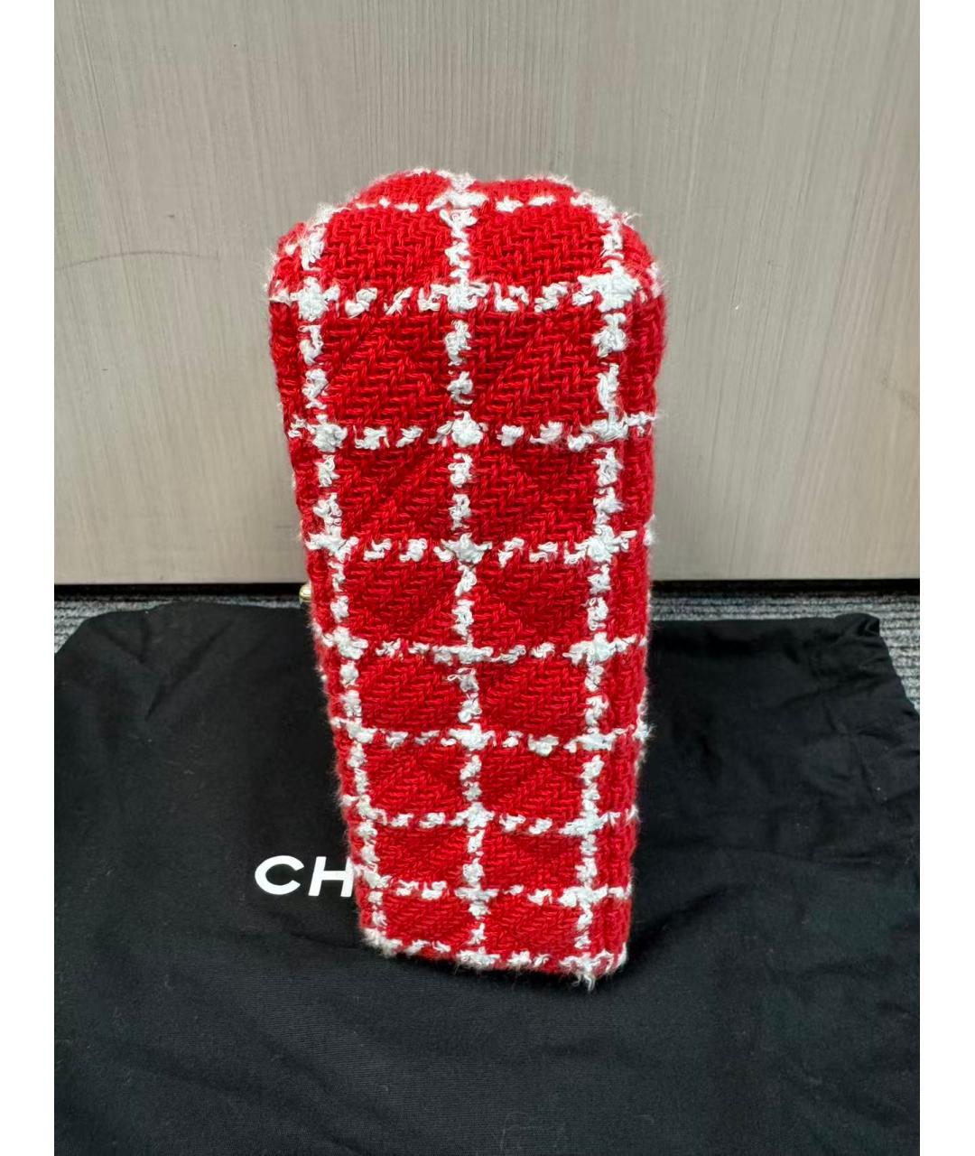 CHANEL Красная твидовая сумка через плечо, фото 3