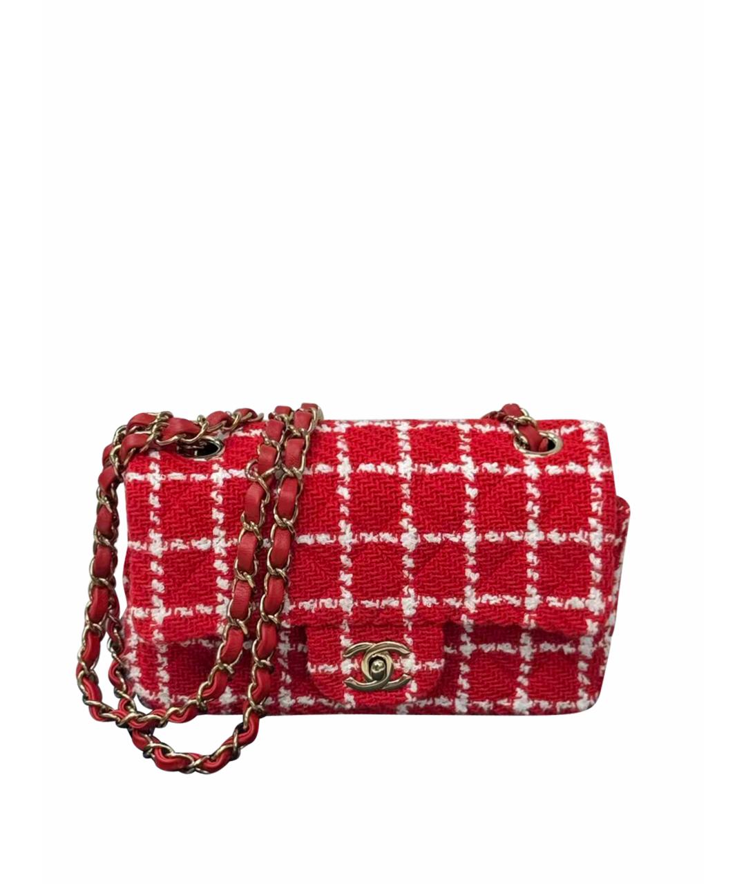 CHANEL Красная твидовая сумка через плечо, фото 1
