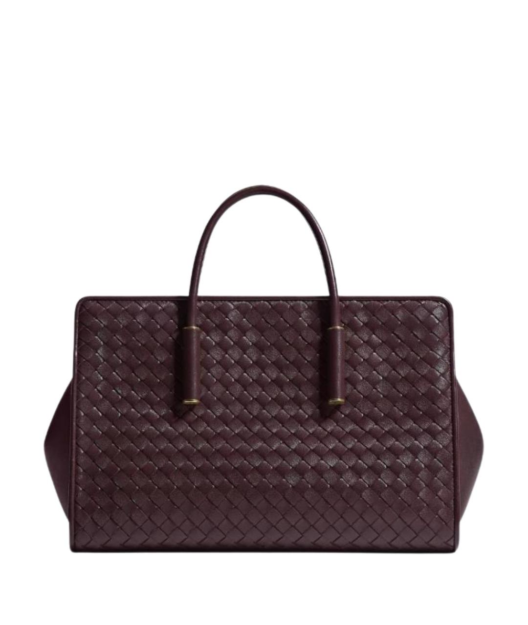 BOTTEGA VENETA Бордовая кожаная сумка тоут, фото 1