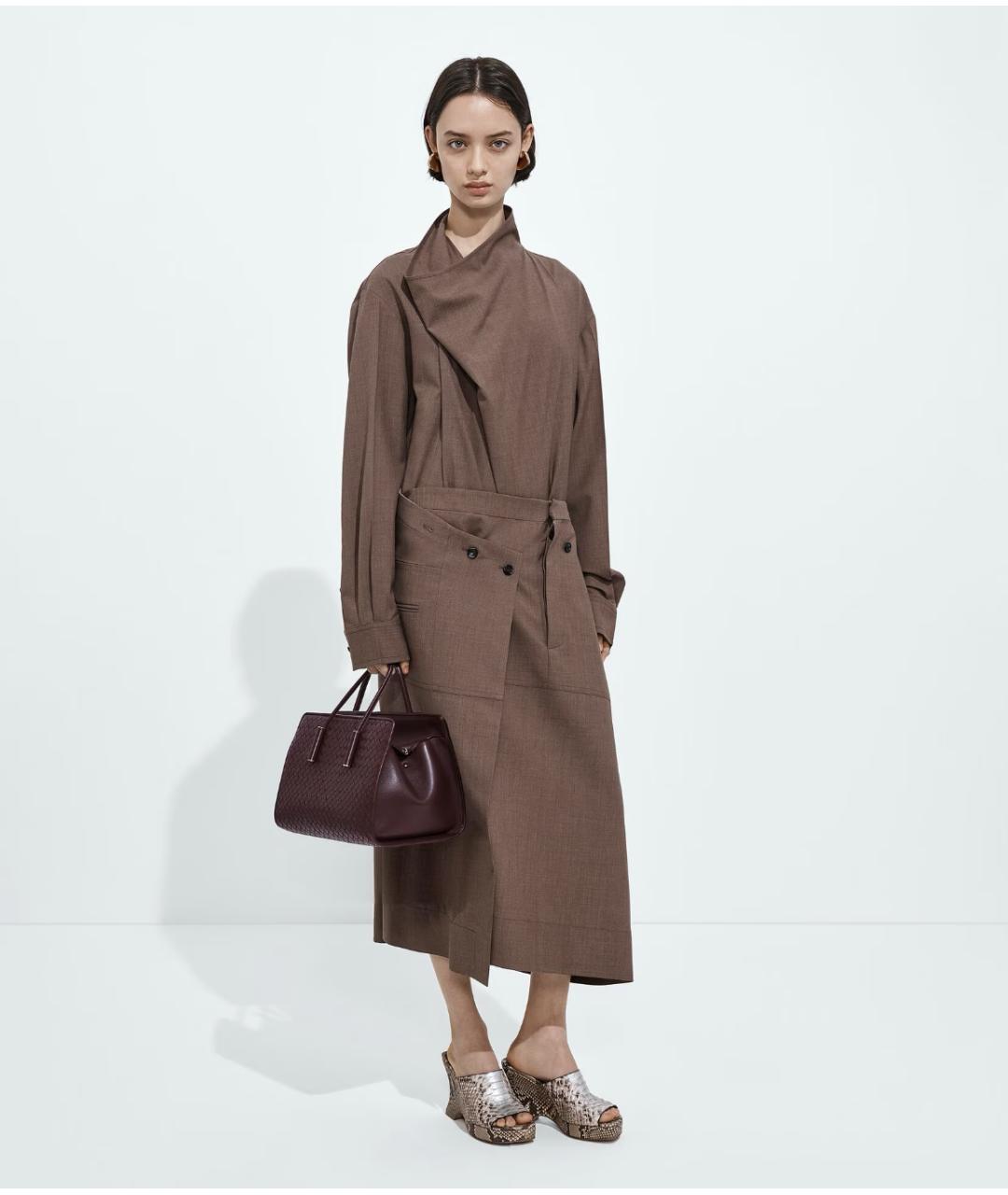 BOTTEGA VENETA Бордовая кожаная сумка тоут, фото 5