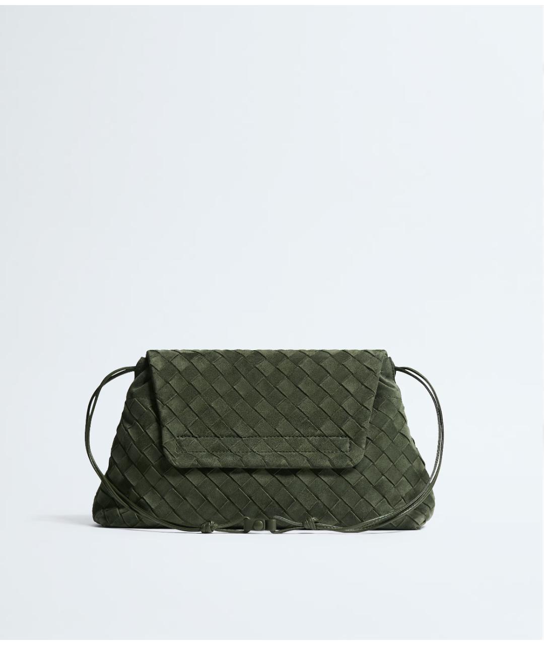 BOTTEGA VENETA Зеленая замшевая сумка с короткими ручками, фото 3