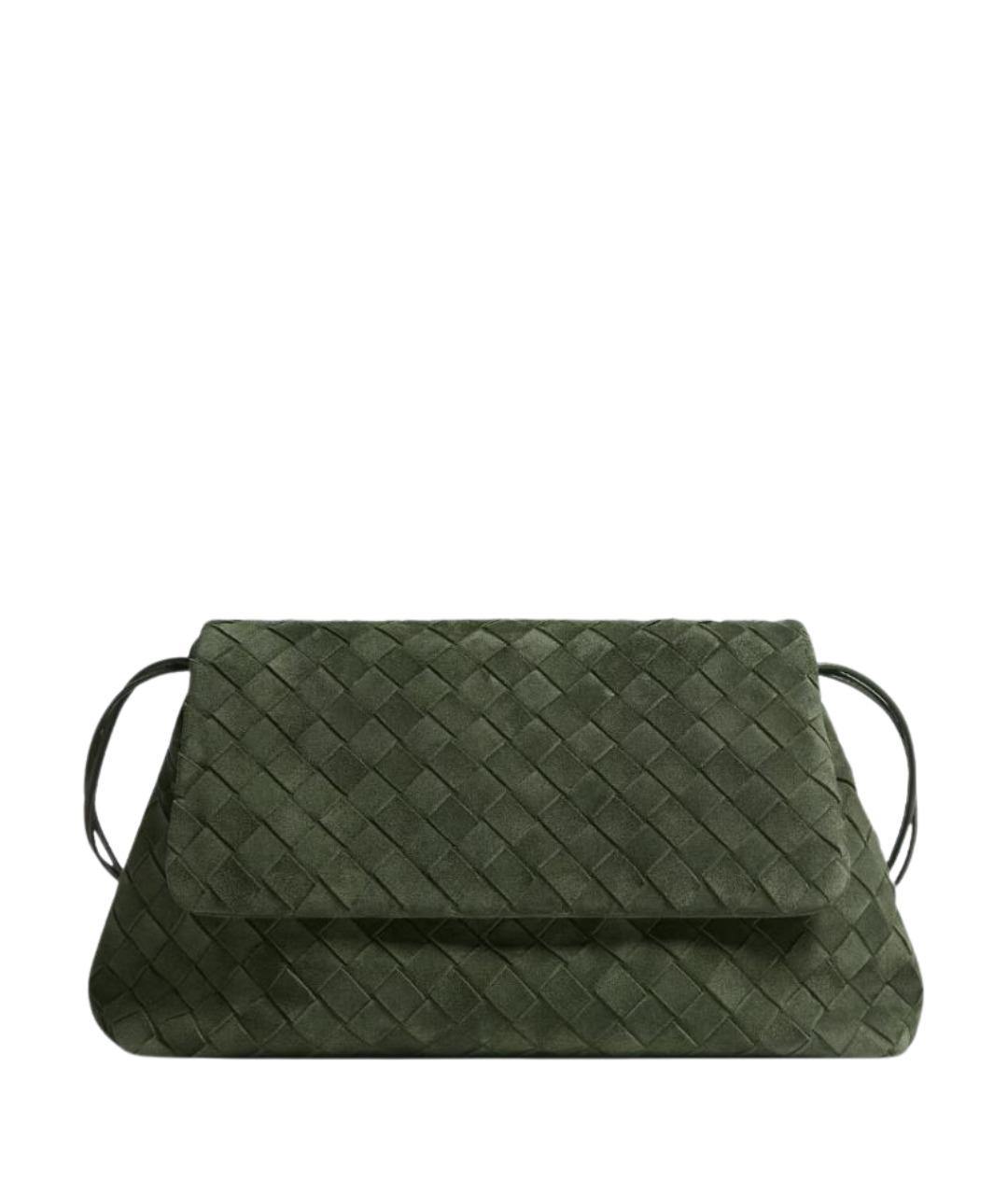 BOTTEGA VENETA Зеленая замшевая сумка с короткими ручками, фото 1