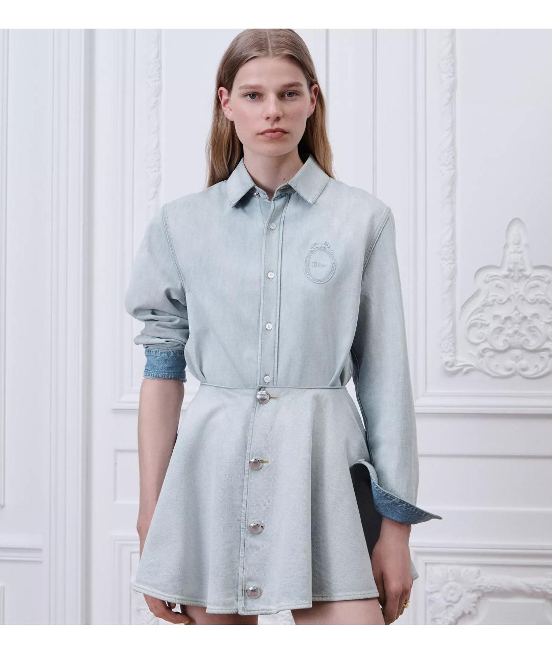 CHRISTIAN DIOR Голубая хлопковая рубашка, фото 3