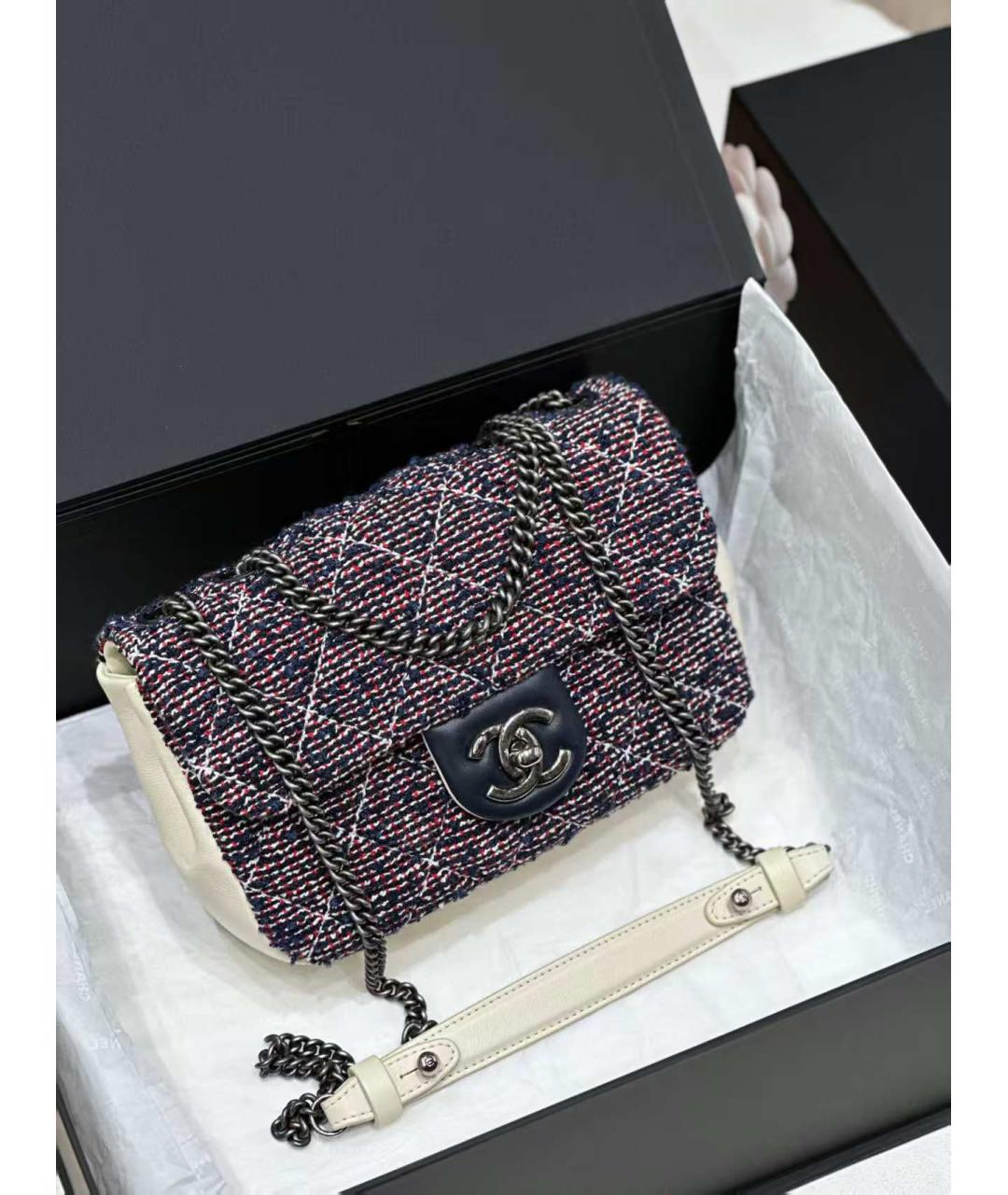 CHANEL Темно-синяя тканевая сумка через плечо, фото 5