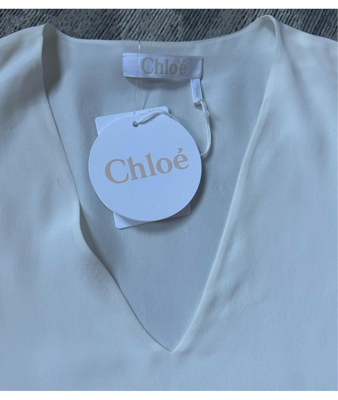 CHLOE Белая шелковая блузы, фото 4