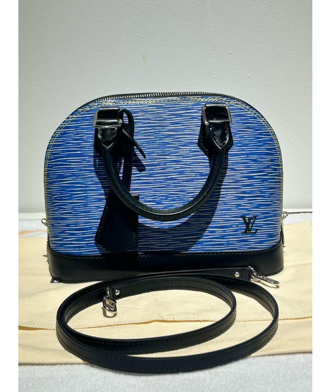 LOUIS VUITTON Синяя кожаная сумка с короткими ручками, фото 2