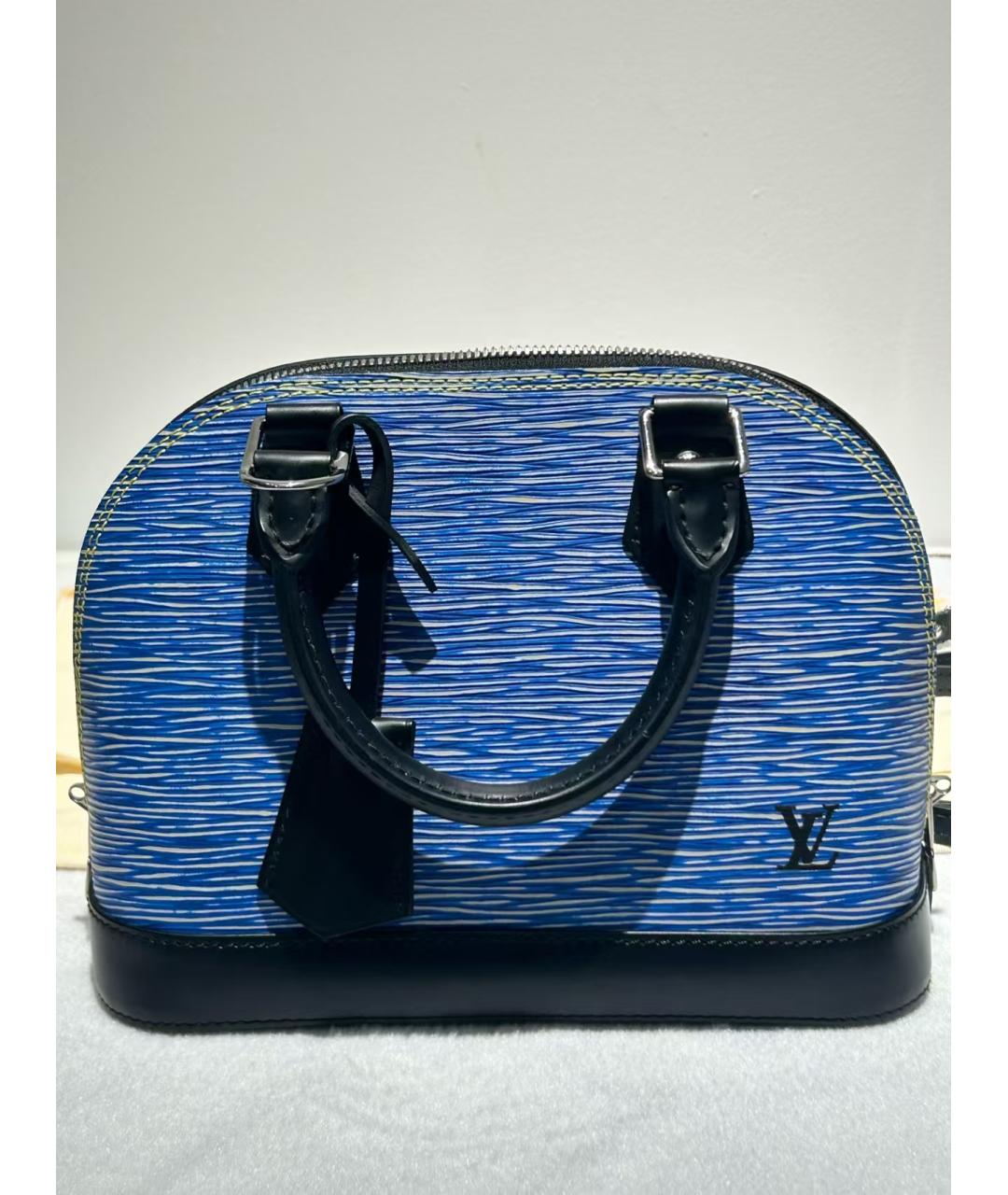 LOUIS VUITTON Синяя кожаная сумка с короткими ручками, фото 6