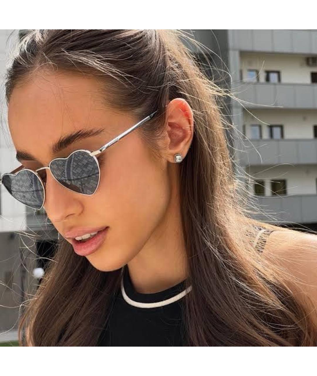 SAINT LAURENT Серые металлические солнцезащитные очки, фото 2