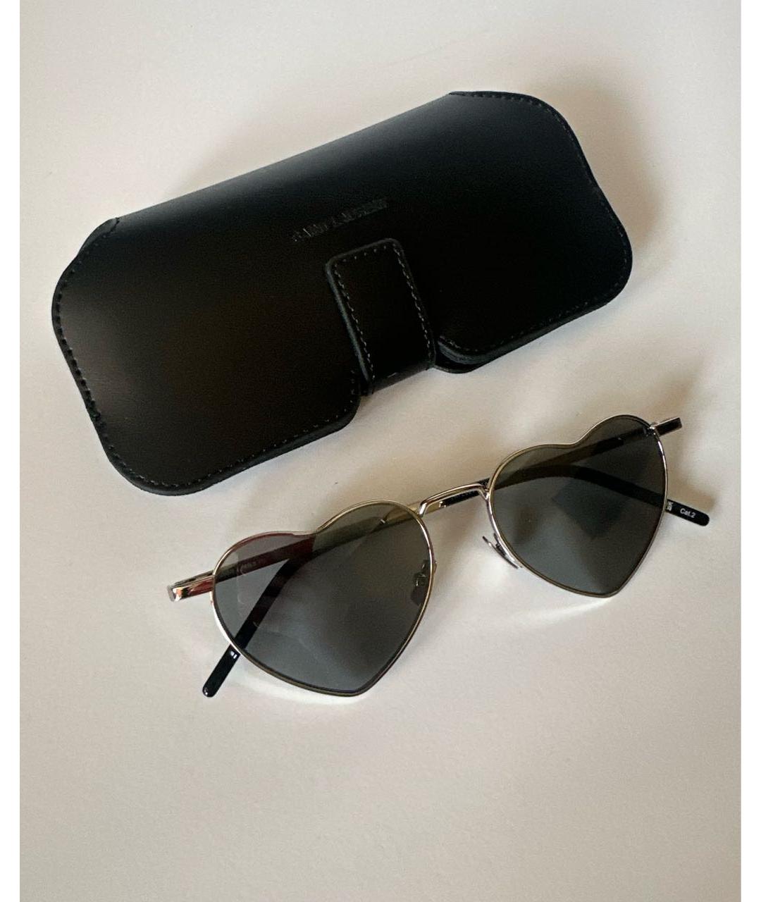 SAINT LAURENT Серые металлические солнцезащитные очки, фото 3