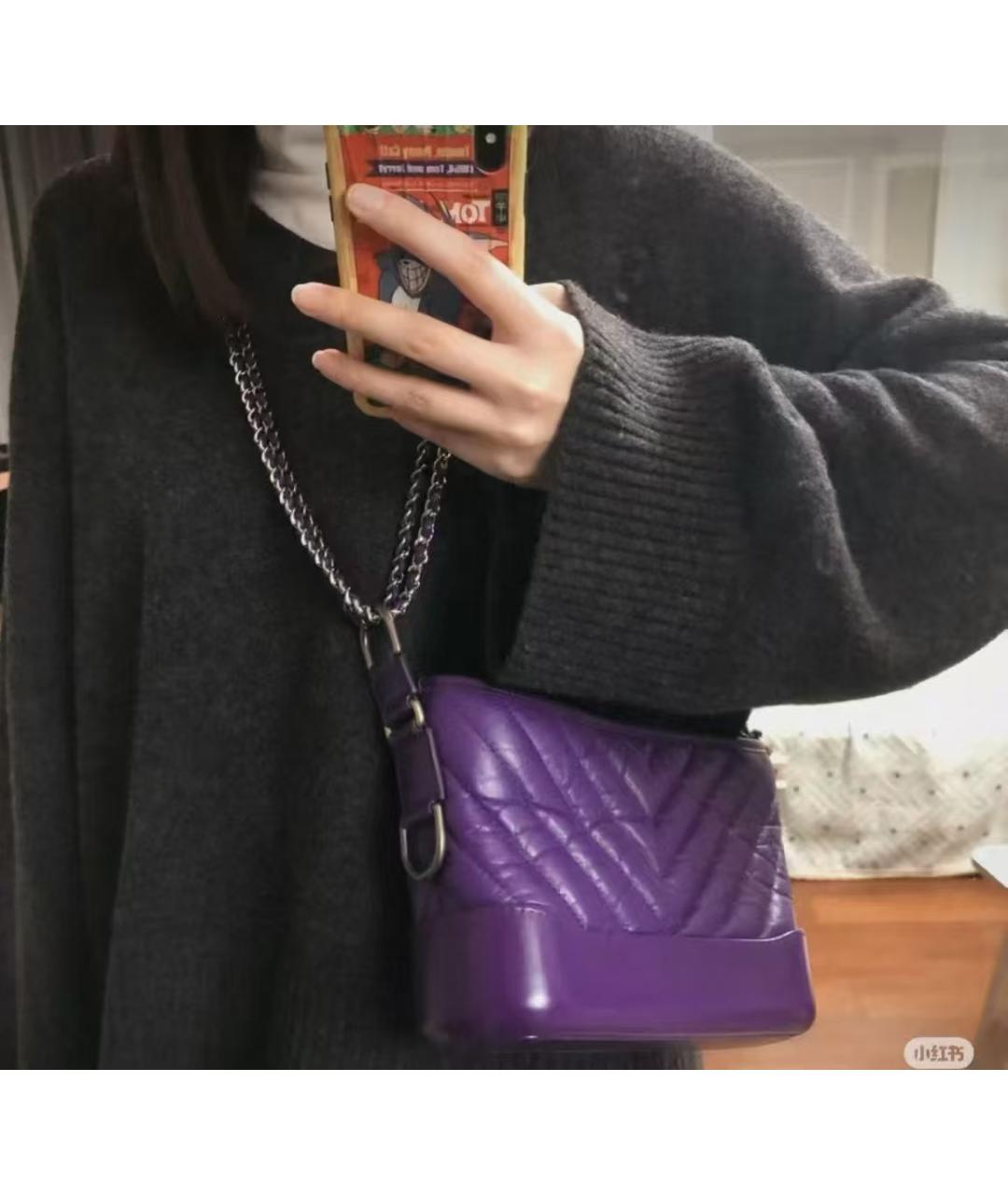 CHANEL Фиолетовая кожаная сумка через плечо, фото 6