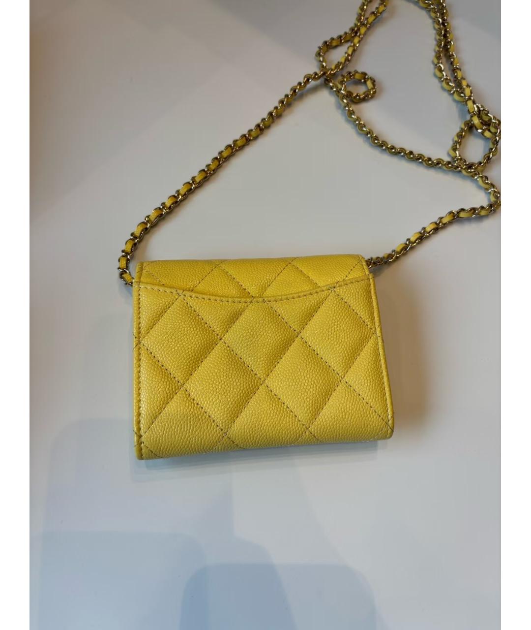 CHANEL Желтая кожаная сумка через плечо, фото 3