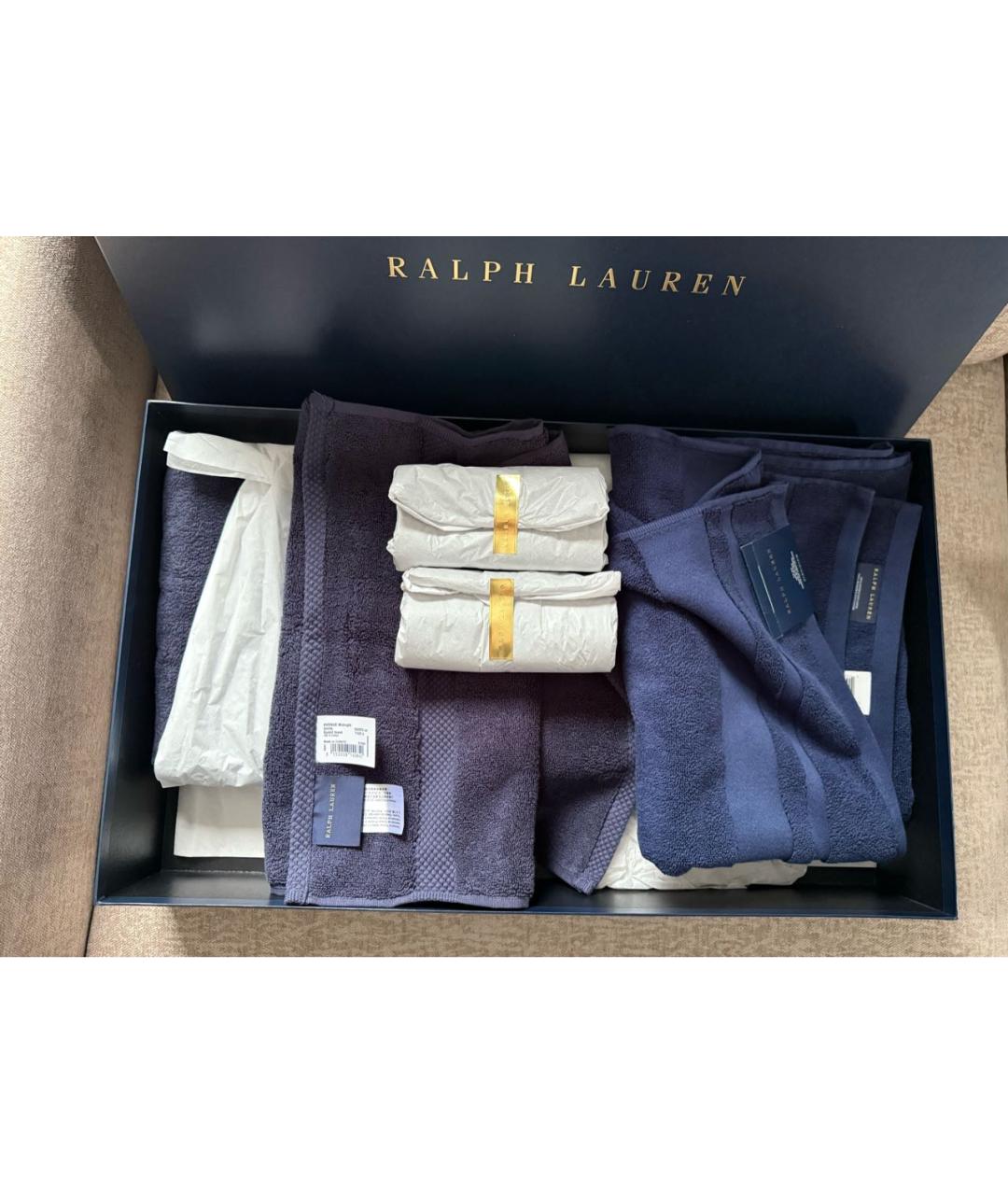 RALPH LAUREN Темно-синее хлопковое полотенце, фото 3