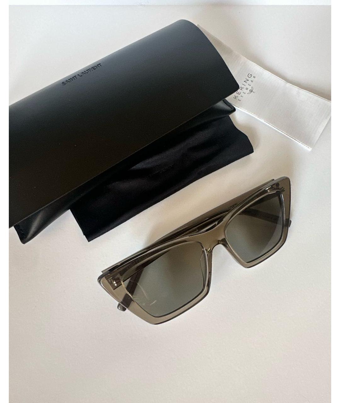SAINT LAURENT Бежевые пластиковые солнцезащитные очки, фото 3
