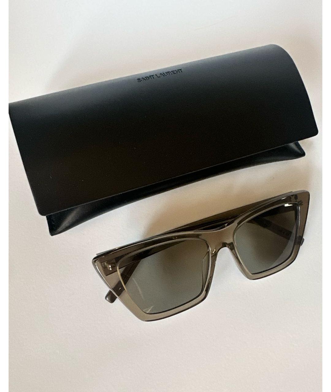 SAINT LAURENT Бежевые пластиковые солнцезащитные очки, фото 4