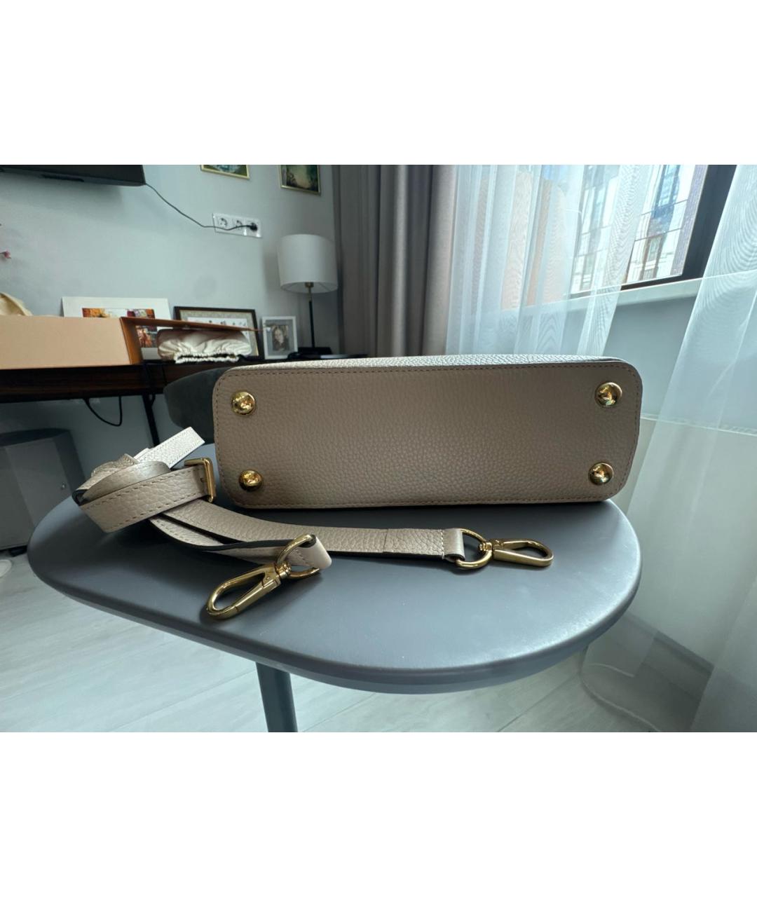 LOUIS VUITTON Серая кожаная сумка тоут, фото 7