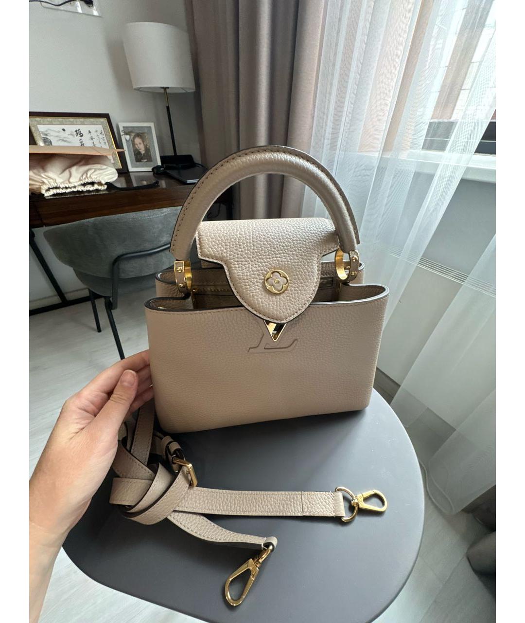 LOUIS VUITTON Серая кожаная сумка тоут, фото 5