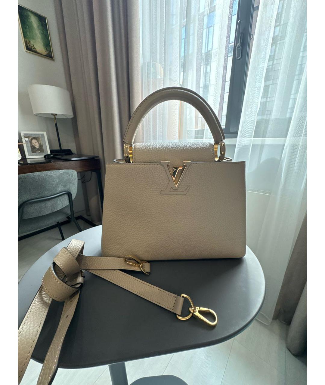 LOUIS VUITTON Серая кожаная сумка тоут, фото 8