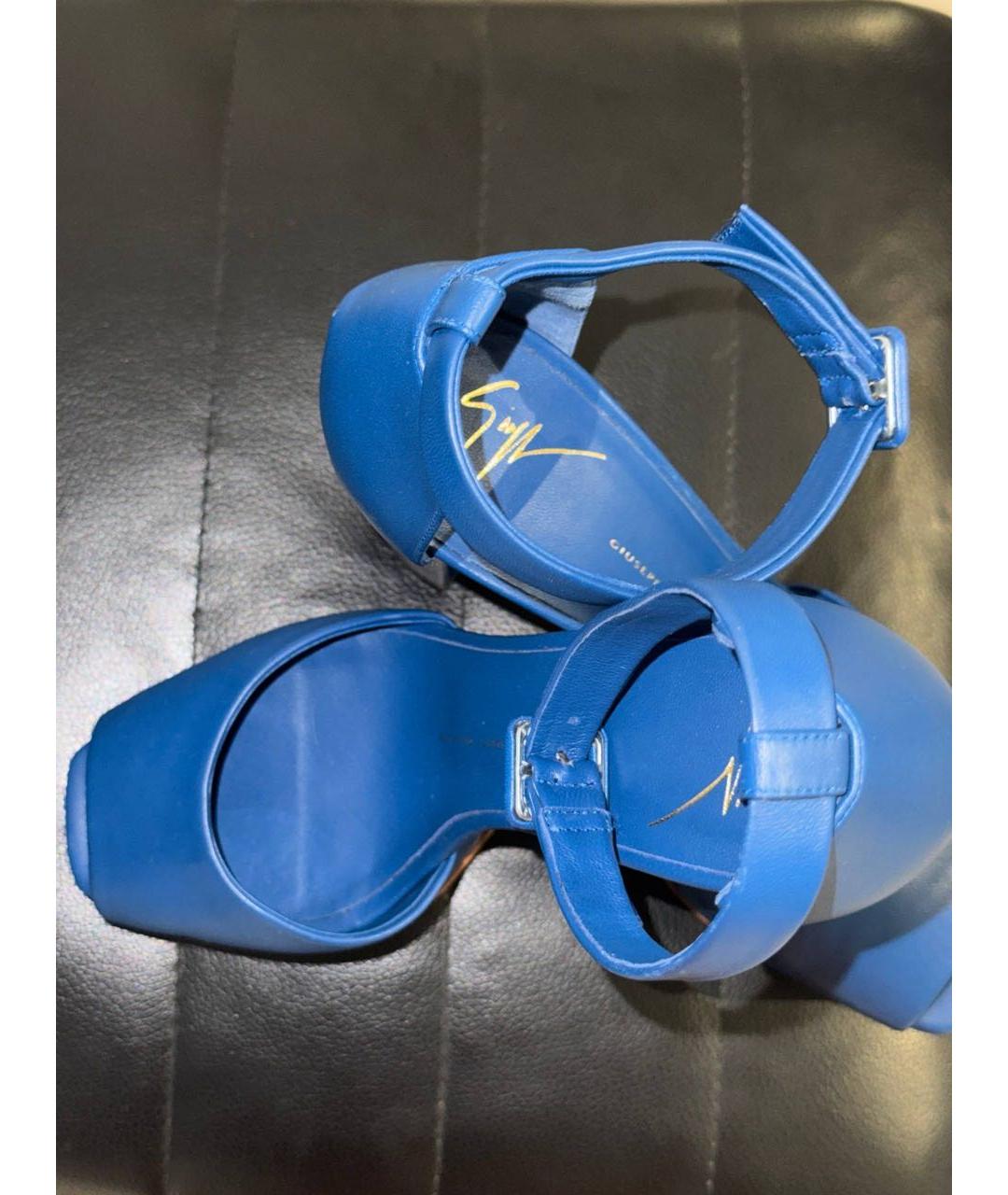 GIUSEPPE ZANOTTI DESIGN Синие кожаные босоножки, фото 3