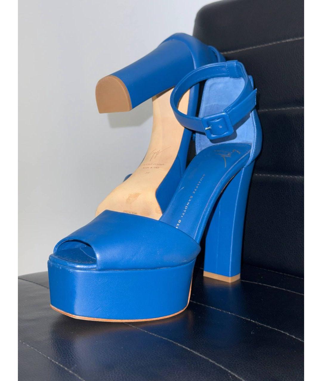 GIUSEPPE ZANOTTI DESIGN Синие кожаные босоножки, фото 8