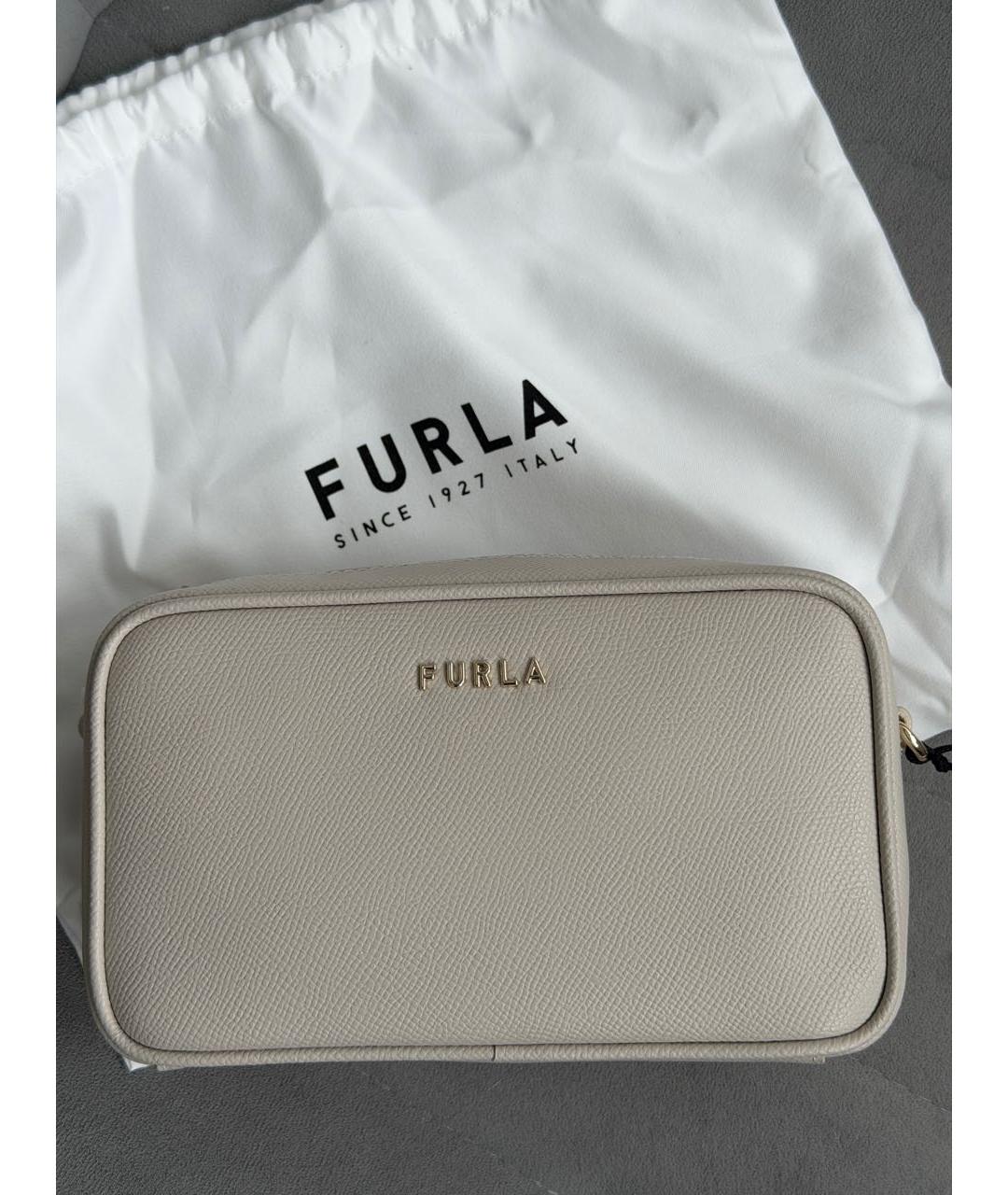 FURLA Бежевая кожаная сумка через плечо, фото 9