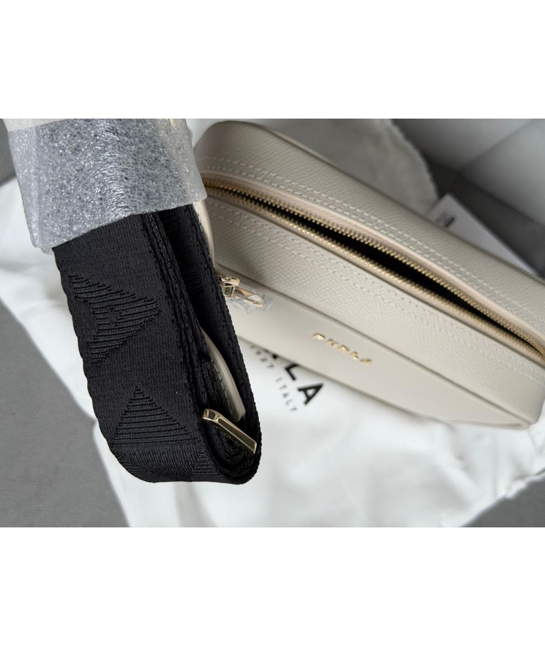 FURLA Бежевая кожаная сумка через плечо, фото 5