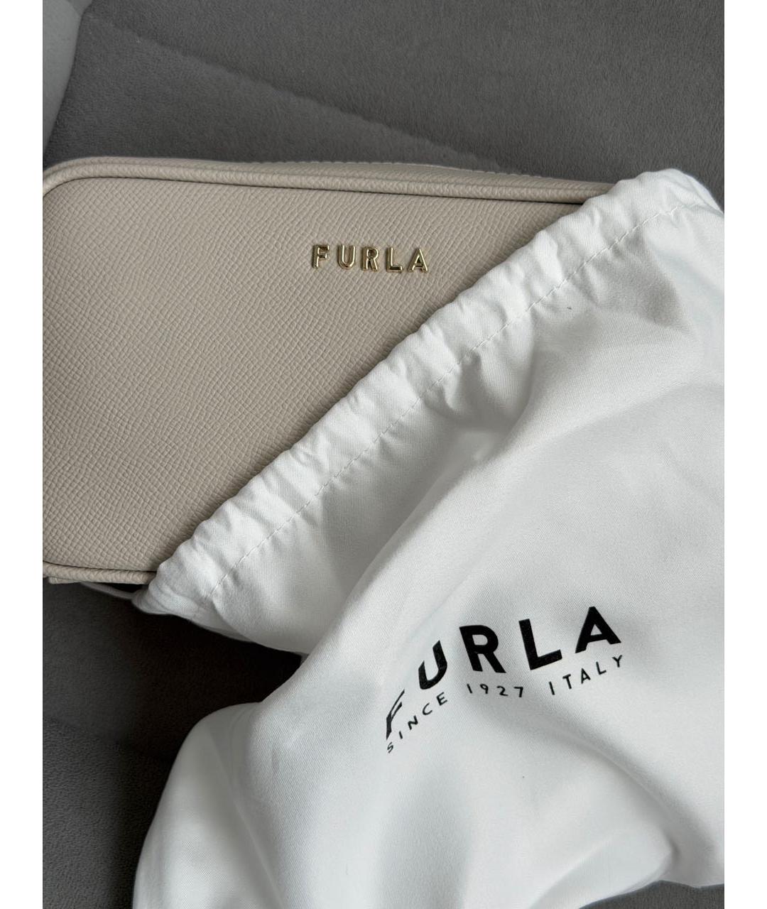FURLA Бежевая кожаная сумка через плечо, фото 6