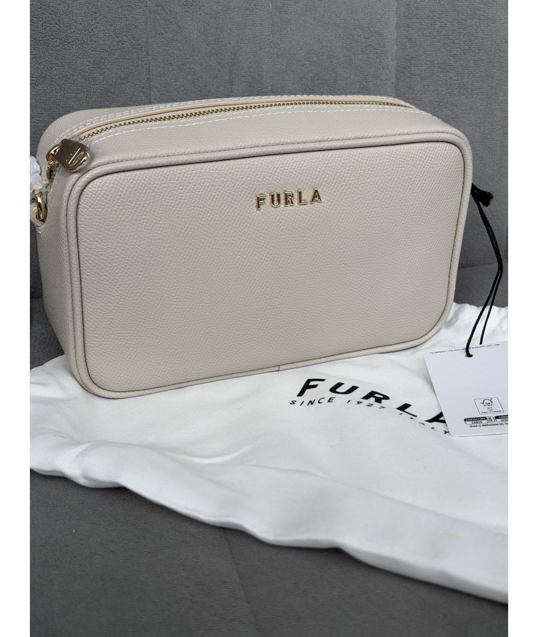 FURLA Бежевая кожаная сумка через плечо, фото 2