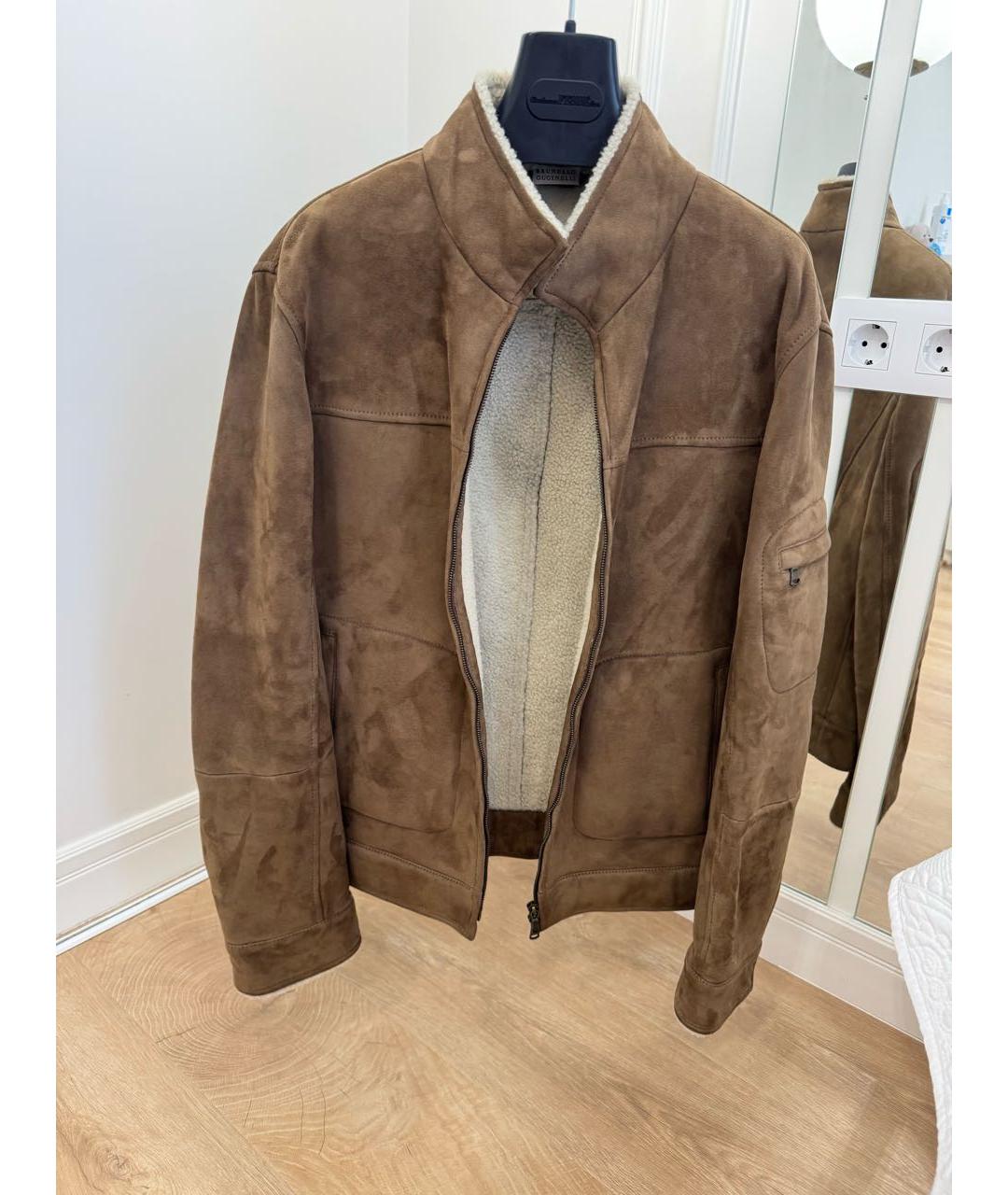 BRUNELLO CUCINELLI Коричневая замшевая дубленка/шуба, фото 5