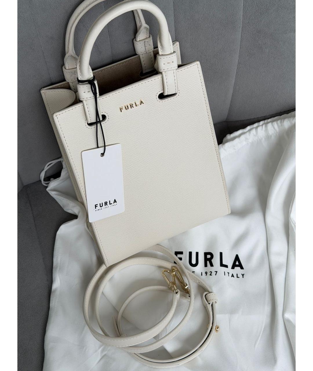 FURLA Белая кожаная сумка через плечо, фото 6