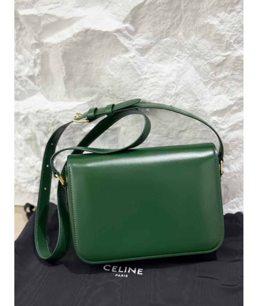 CELINE Зеленая кожаная сумка через плечо, фото 2